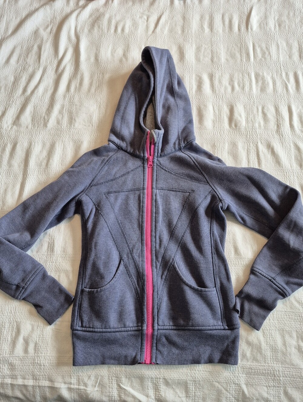 Ivivva girls size 10 blue full zip hoodie, play condition for elbow wear